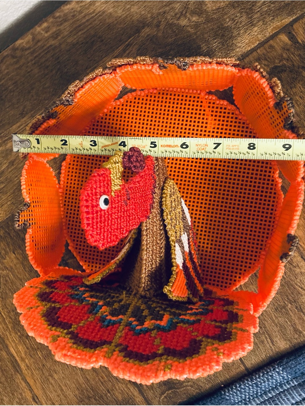 Fall Thanksgiving Turkey Plastic Canvas Candy Bowl Centerpiece - Picture 12 of 14